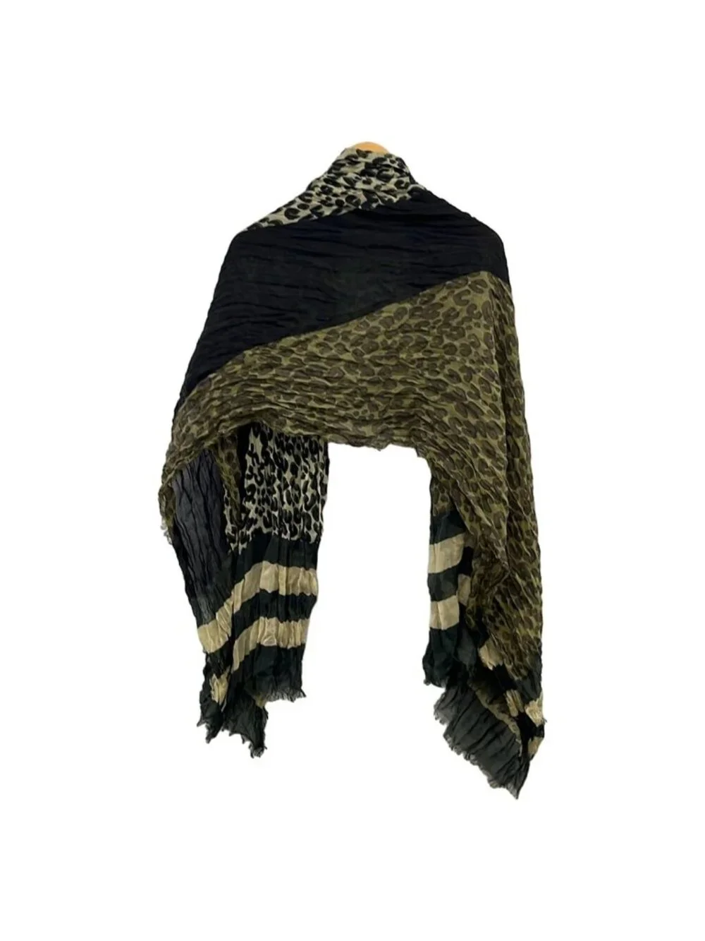 Louis Vuitton Shawl Etole Leopard Khaki Vanille Cashmere Silk Scarf